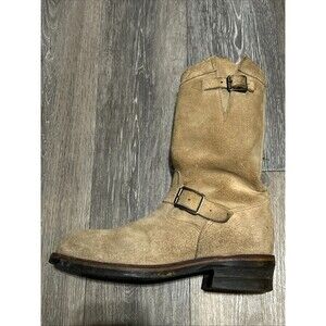 Chippewa Men’s Engineer Boots Size 9.5 Steel Toe Tan Suede Roughout Made In USA